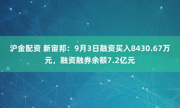 沪金配资 新宙邦：9月3日融资买入8430.67万元，融资融券余额7.2亿元